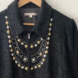 [nanette lepore] Wool Blend Beaded Coat Dress